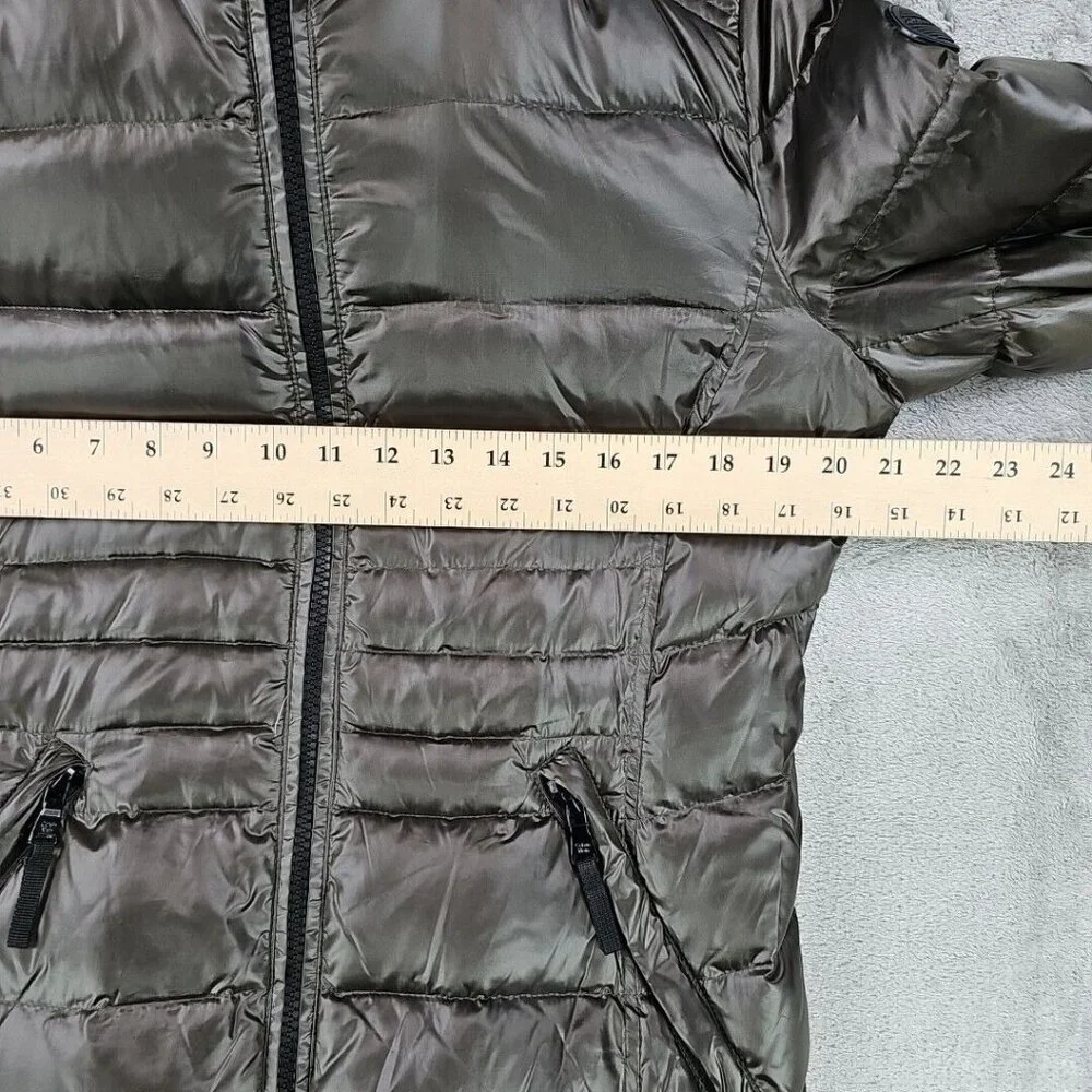 Calvin Klein Duck Down Puffer Jacket Womens Size M Brown Faux Fur Trim Hood - Picture 5 of 10